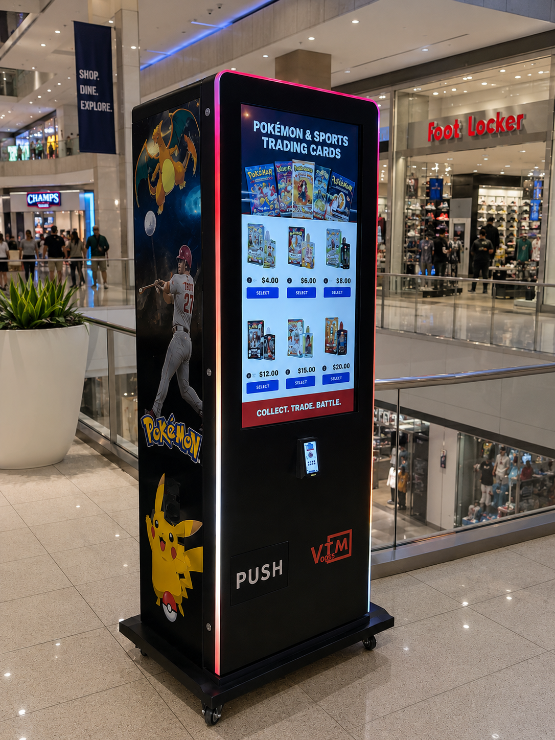 Trading card machine installed in a mall